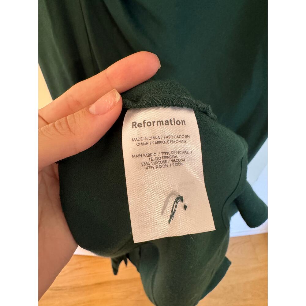 Reformation Frasier Midi Dress in Forest Green - Picture 5 of 7